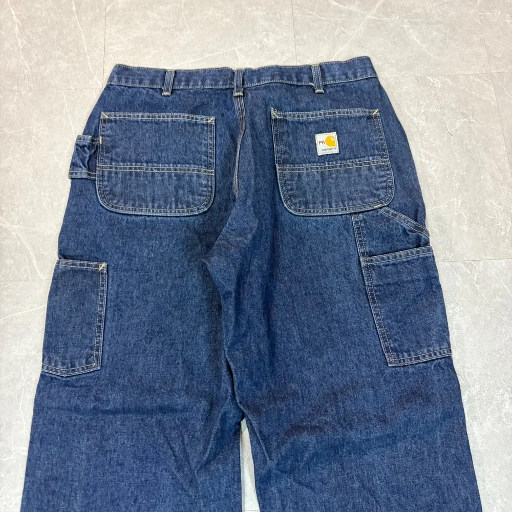 Carhartt FR Loose Fit Carpenter Jeans Mens 34x32 Dark Wash Denim FRB13-DNM